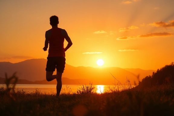 Sportoló fut a naplementében